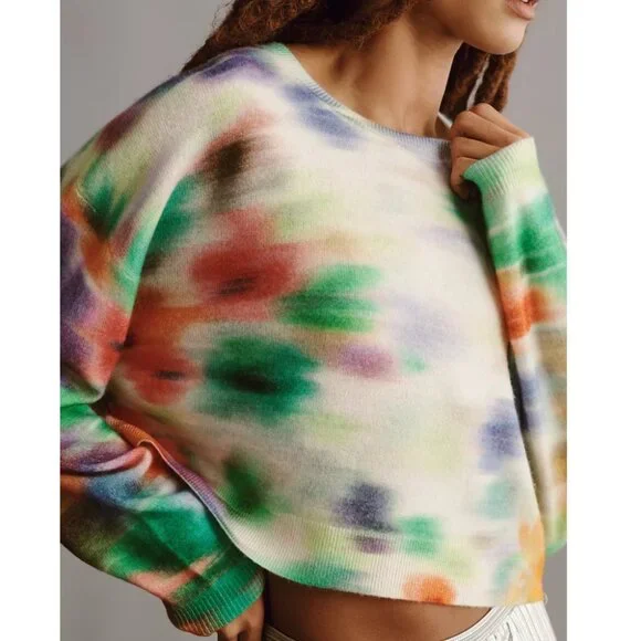 Anthropologie The Alani Cropped Cashmere Tie-Dye Sweater Small